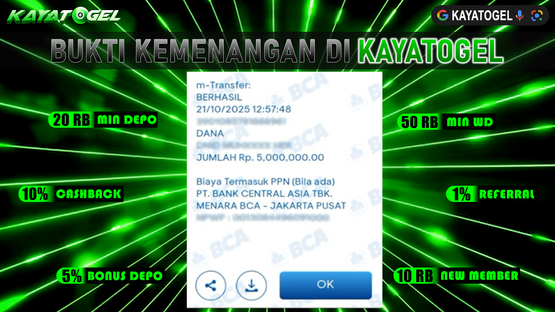 KAYATOGEL JACKPOT SLOT PONG PONG MAHJONG Rp.5.000.000.,- LUNAS