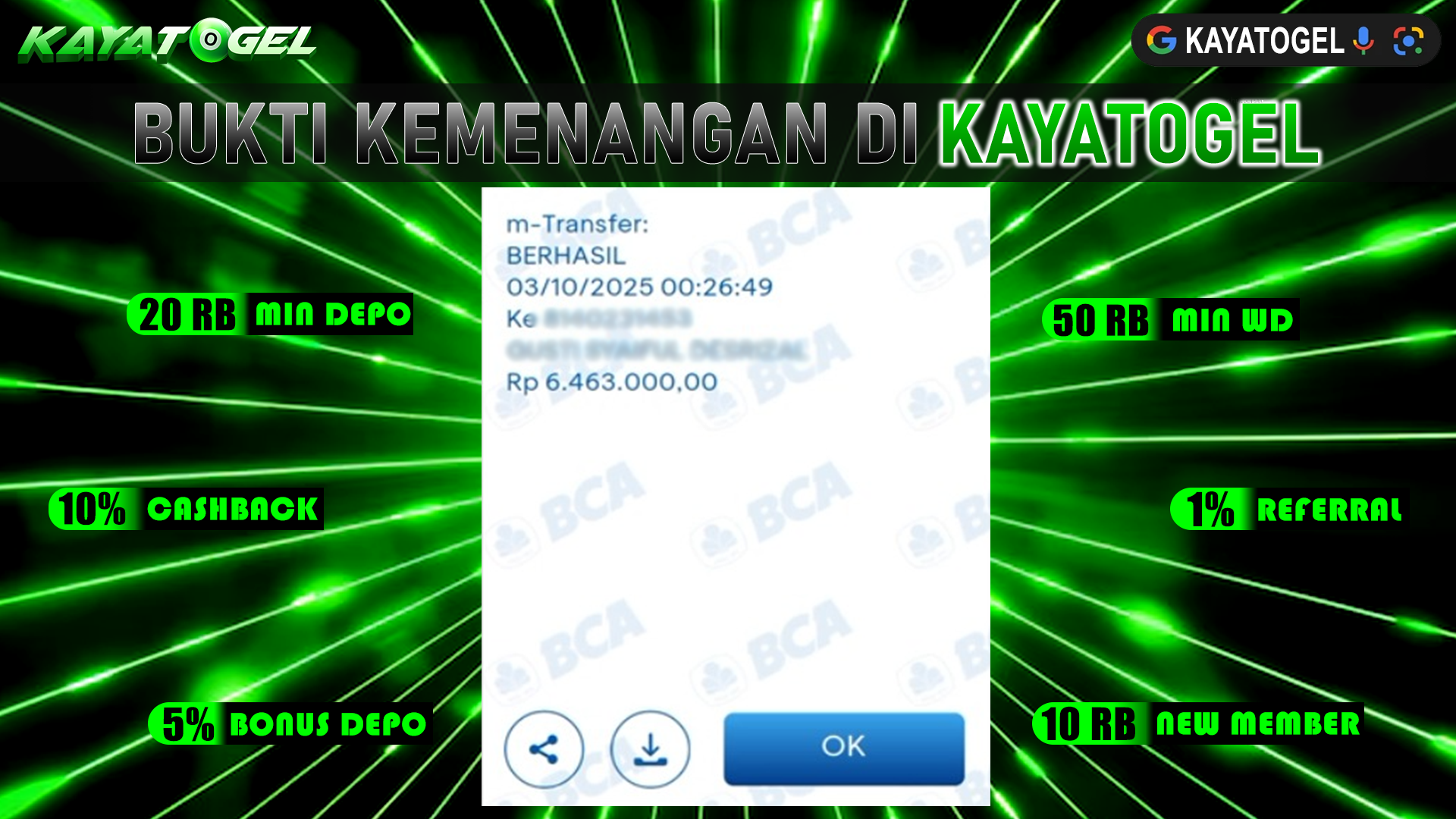 KAYATOGEL JACKPOT TOGEL PASARAN TOTO MACAU Rp.6.463.000.,- LUNAS
